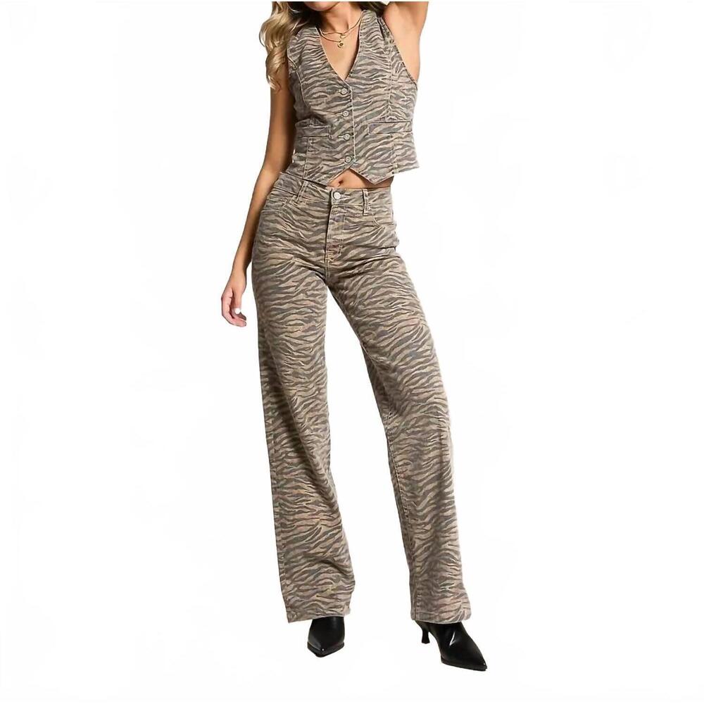 NEW HIDDEN logan high rise dad jeans in tiger print